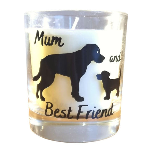 Scented Candle In Glass Container Mum and Best Friend Dog Design Quaver & Lyric