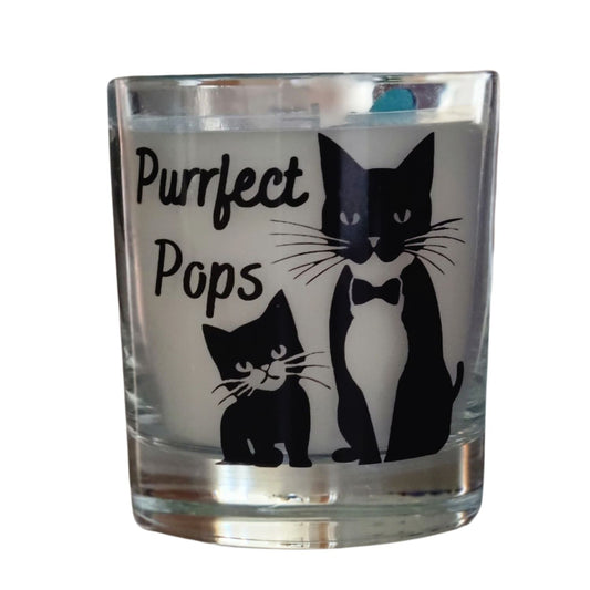 Scented Candle In Glass Container Purrfect Pops Cat Design Quaver & Lyric