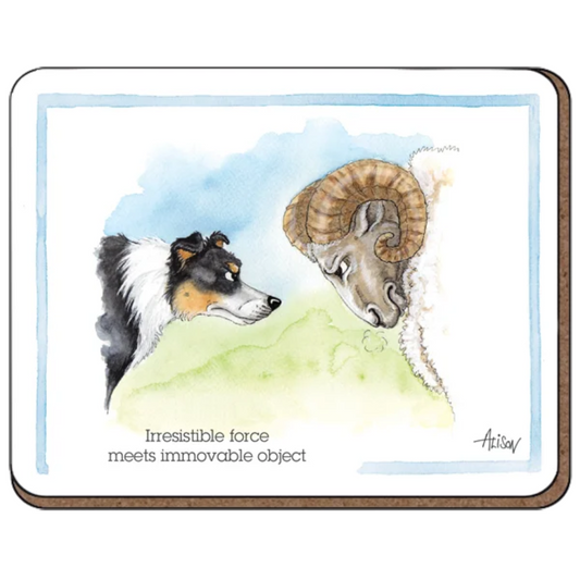 Alison's Animals Funny Farm Drinks Coaster "Irresistible Force"