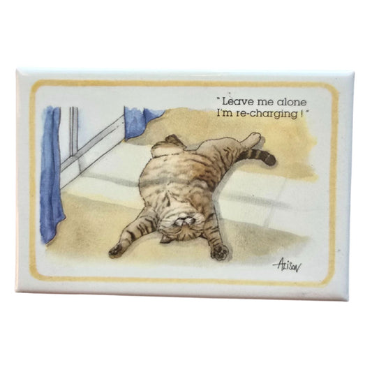 Funny Cat Fridge Magnet Alisons Animals Leave Me Alone I'm Recharging