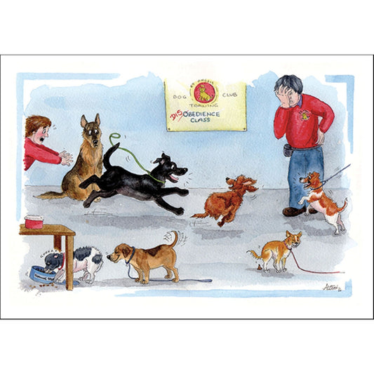 Alisons Animals Funny Dog Card "Disobedience Class"