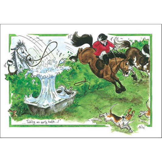 Alisons Animals Funny Horse Card "Taking An Early Bath"