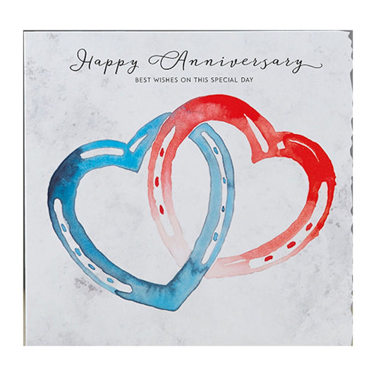 Celebrate your wedding anniversary with the Equestrian Anniversary Greeting Card by Deckled Edge Ltd, featuring stunning Janna Cossettini artwork on a beautiful deckled edge card—perfect for sending best wishes on your special day.