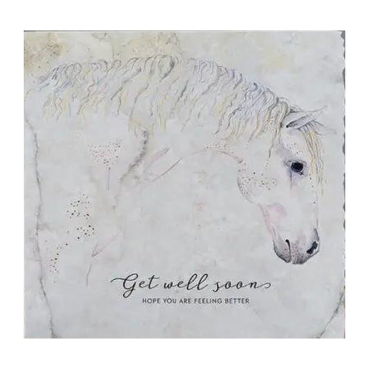 Horse Get Well Soon Greeting Card Deckled Edge