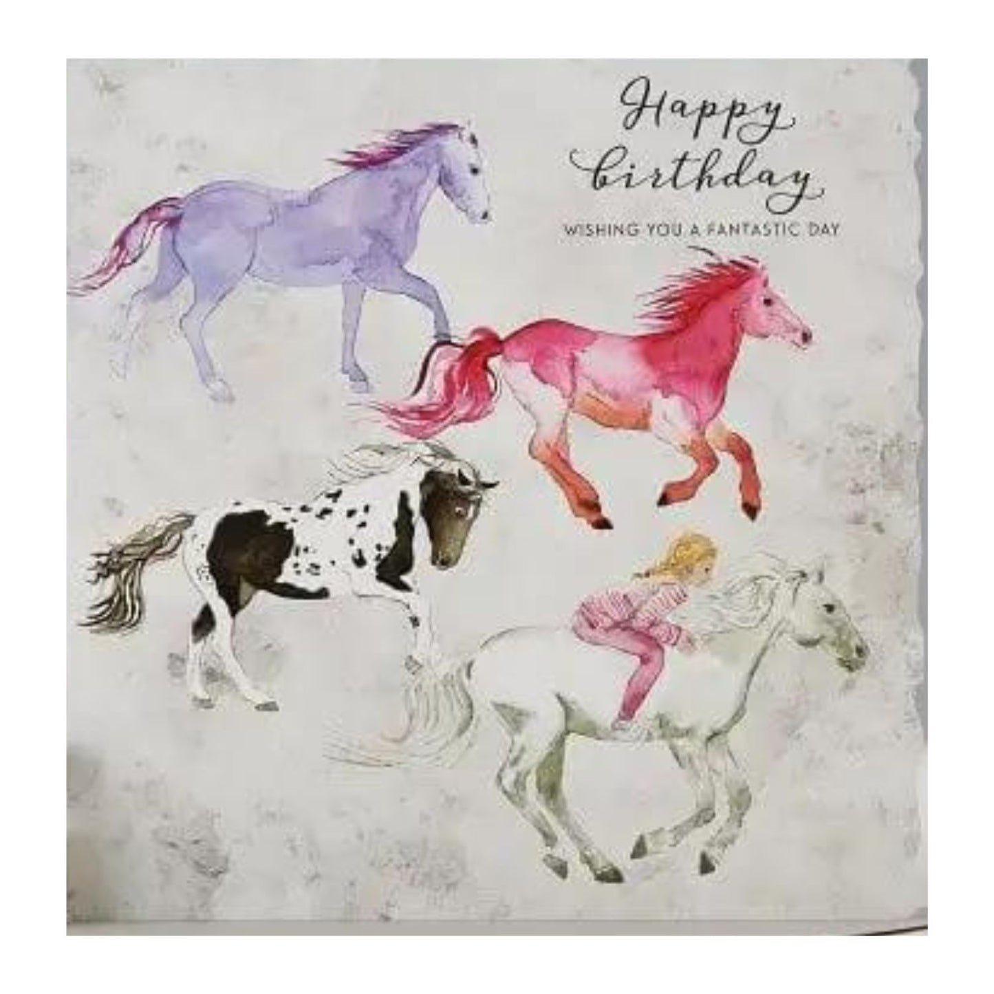 Horse Birthday Card Fantastic Day Blank Deckled Edge