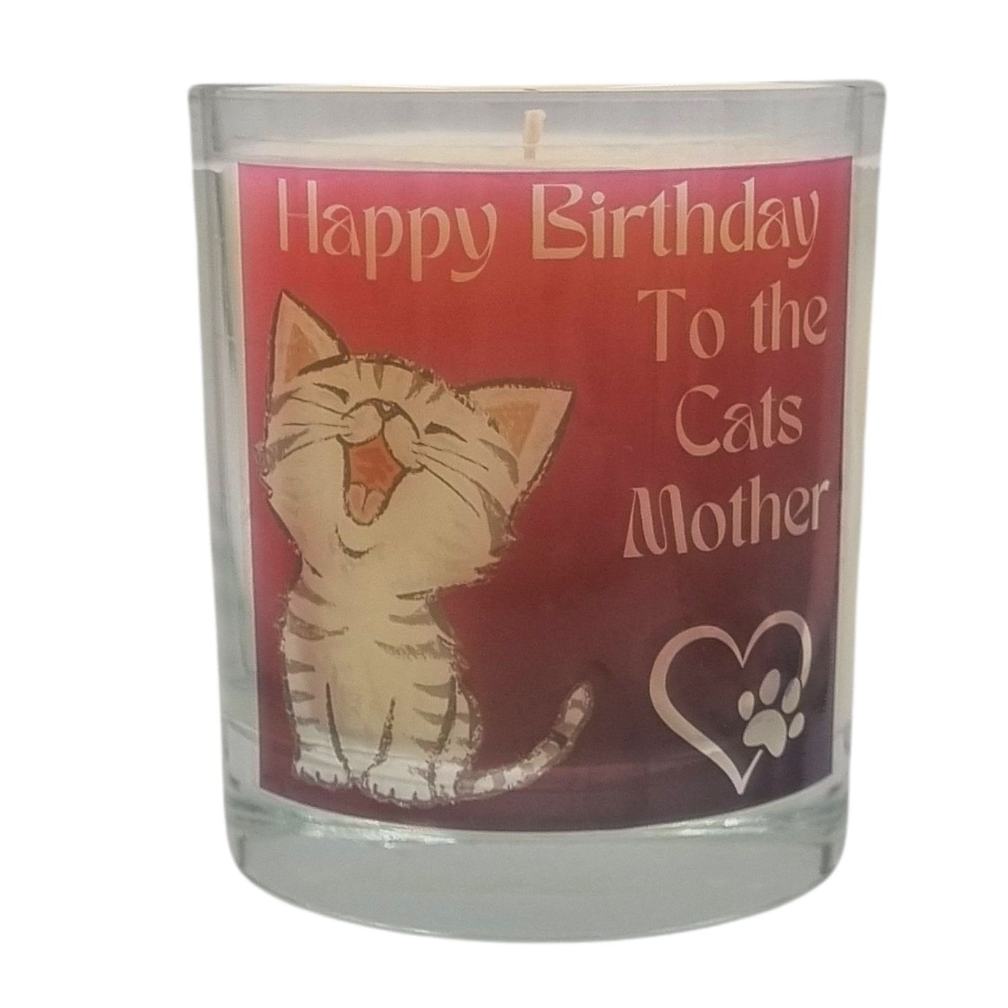 Scented Candle In Glass Container Happy Birthday Cats Mother Gift