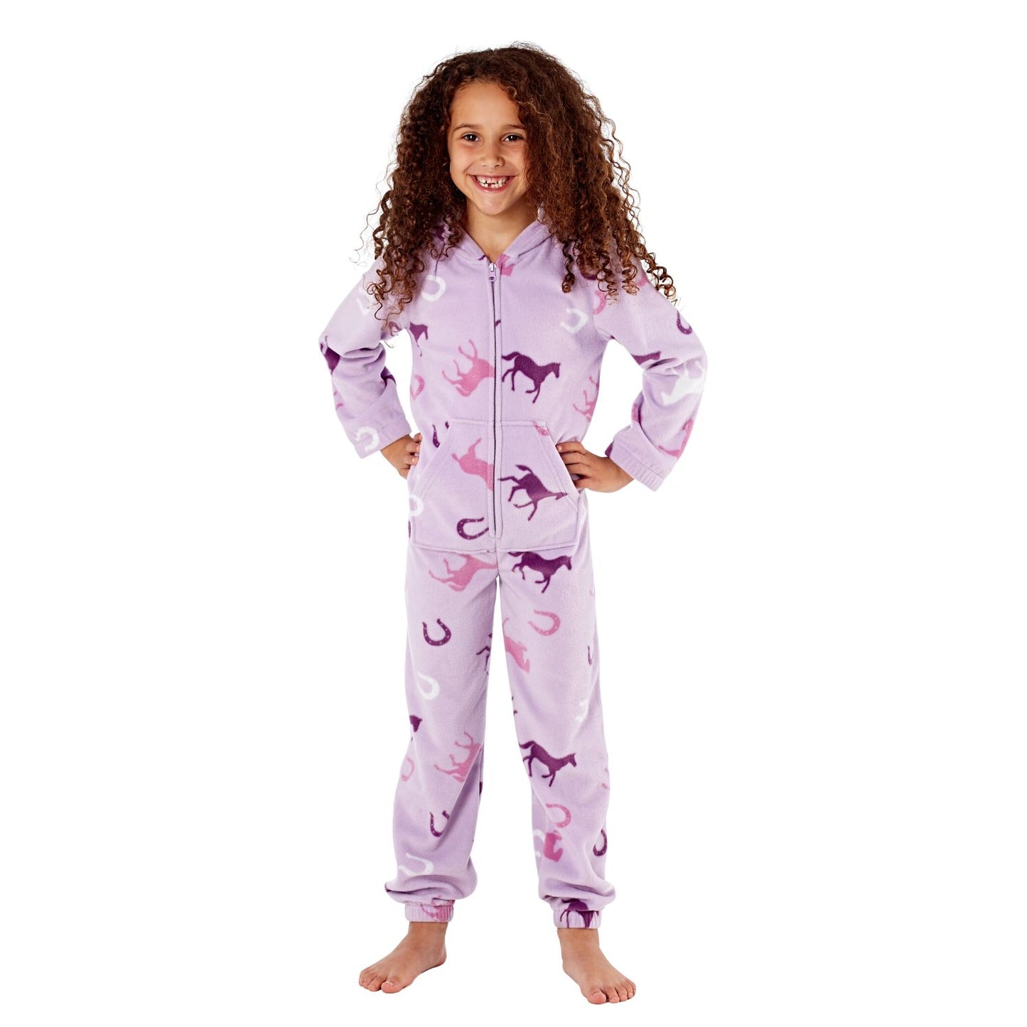 Fleece Bodysuit One Piece With Horse and Horseshoe Pattern Age 3/4