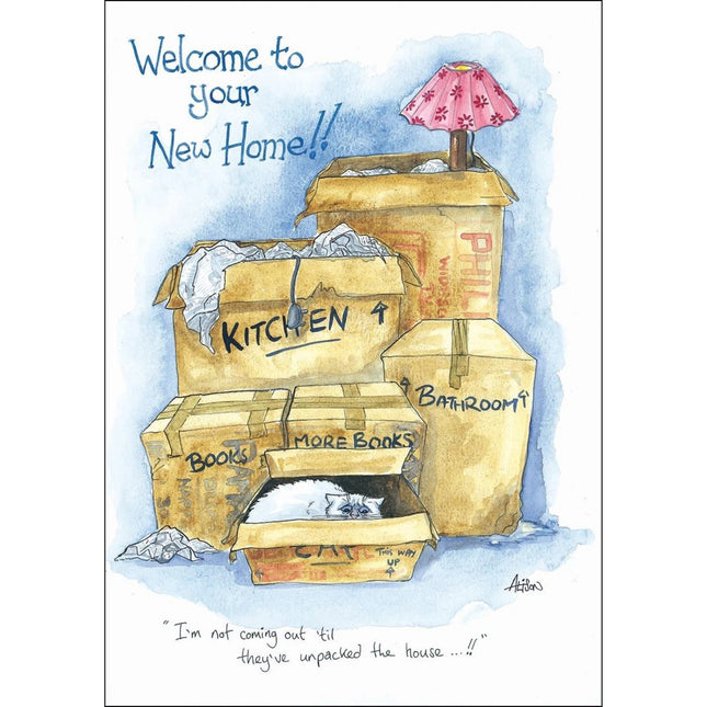 Alisons Animals New Home Funny Cat Greeting Card "I'm Not Coming Out"