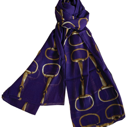 Lightweight Scarf With Gold Snaffle Horse Bit Design