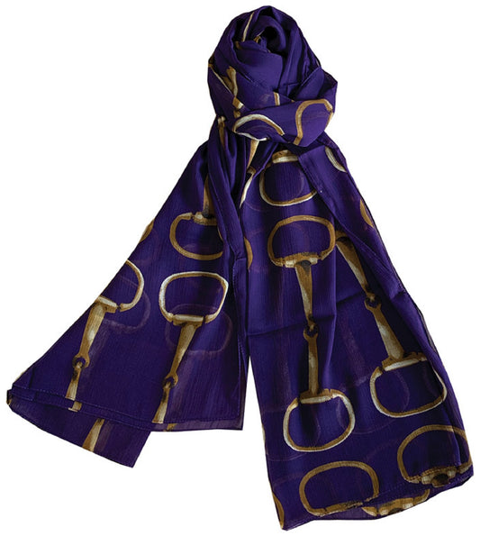 Lightweight Scarf With Gold Snaffle Horse Bit Design