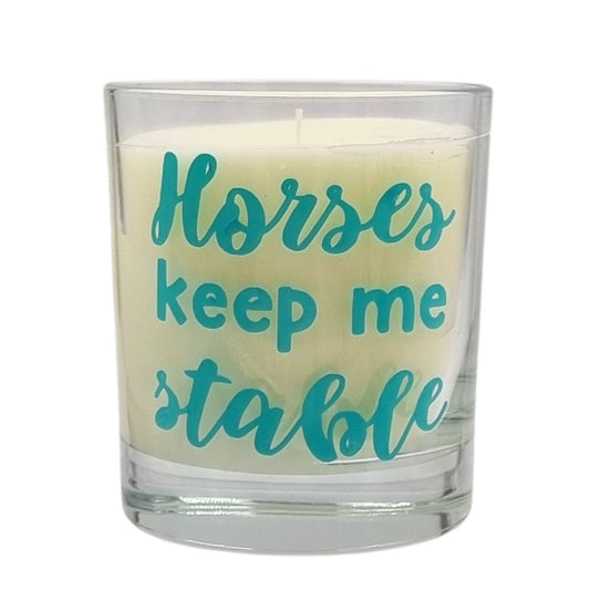 Scented Candle In Glass Container Horses Keep Me Stable Design
