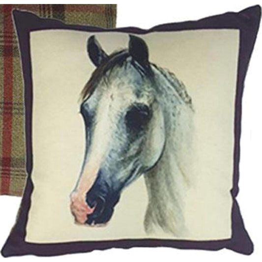 Portraits Equestrian Design Cushion Featuring Grey Horse