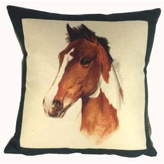 Portraits Equestrian Design Cushion Featuring a Skewbald Horse