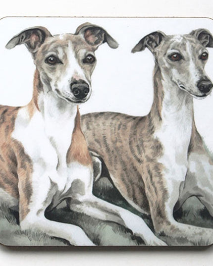 WaggyDogz Dog Breed Coaster Whippet Pair Cork Backed Square