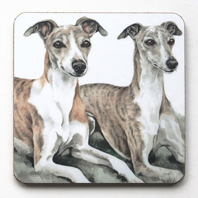WaggyDogz Dog Breed Coaster Whippet Pair Cork Backed Square