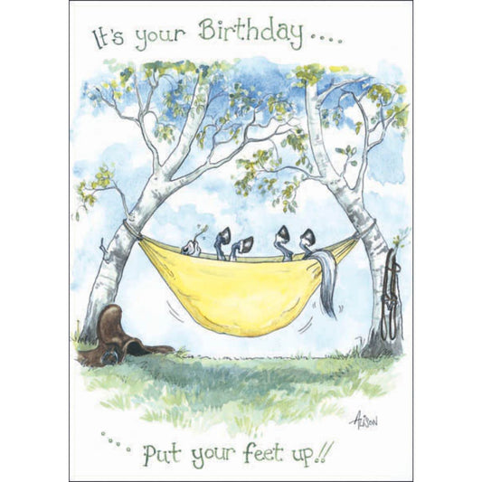 Horse Birthday Card Alisons Animals Cartoon Put Your Feet Up