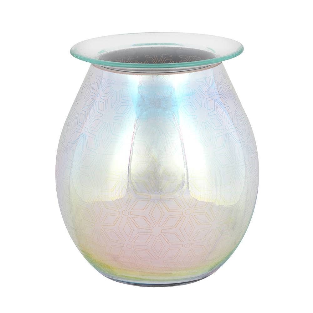 an un plugged Electric Oil Burner and wax warmer  with 3D Geometric Flower design