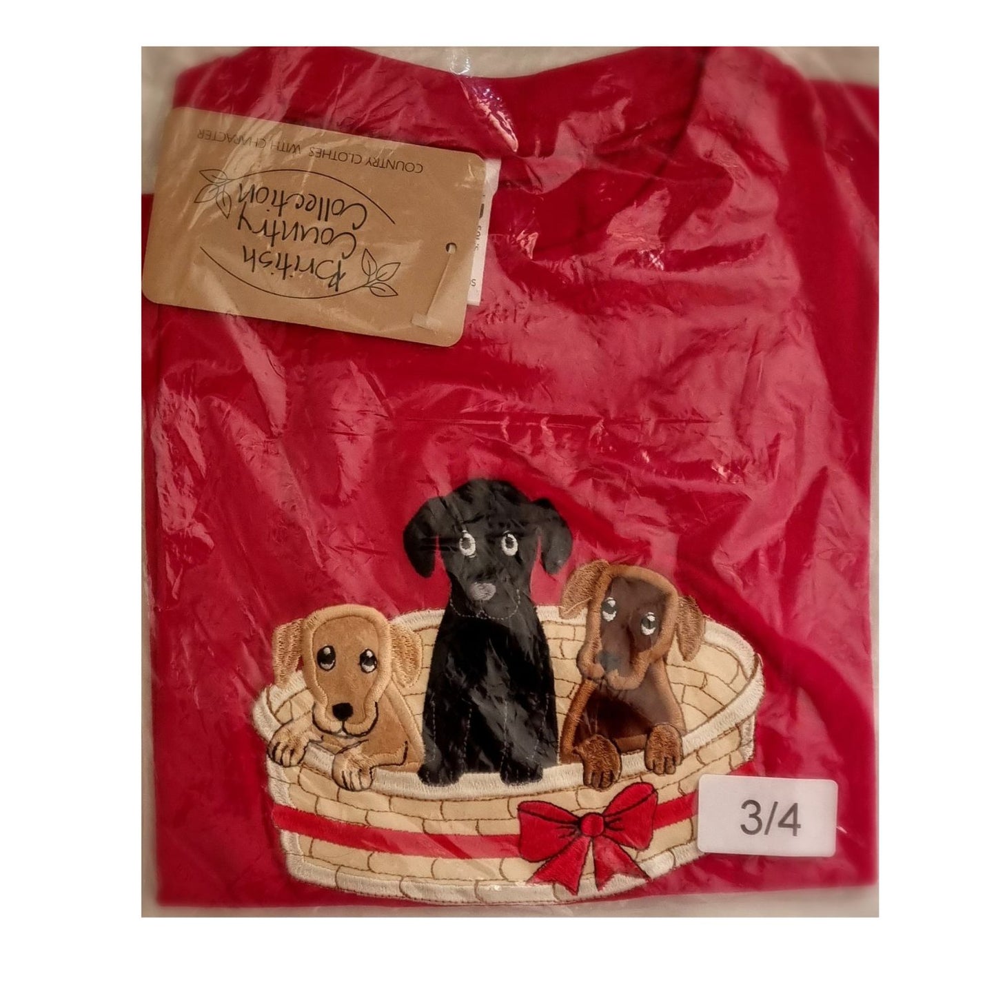 Children's T Shirt Embroidered Basket of Puppies