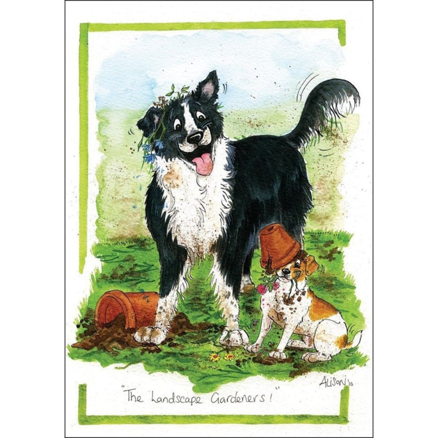 Funny Dog Greeting Card Alisons Animals Landscape Gardeners