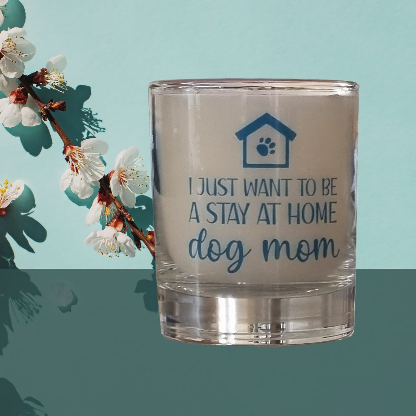 Scented Candle In Glass Container Stay Home Dog Mom Design Quaver & Lyric