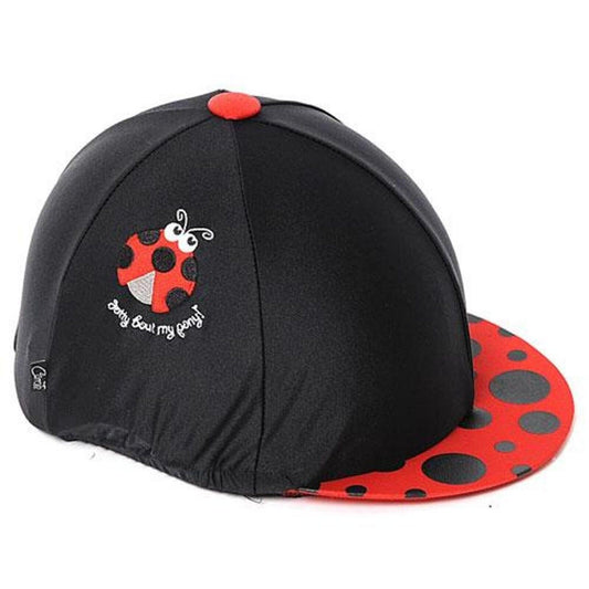 Horse Riding Hat Skull Cap Cover Child's Black Ladybird Design Stretch One Size