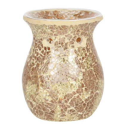 large gold crackle design oil burner wax melt warmer 