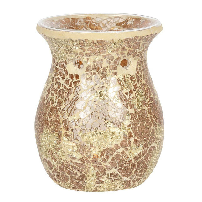 large gold crackle design oil burner wax melt warmer 