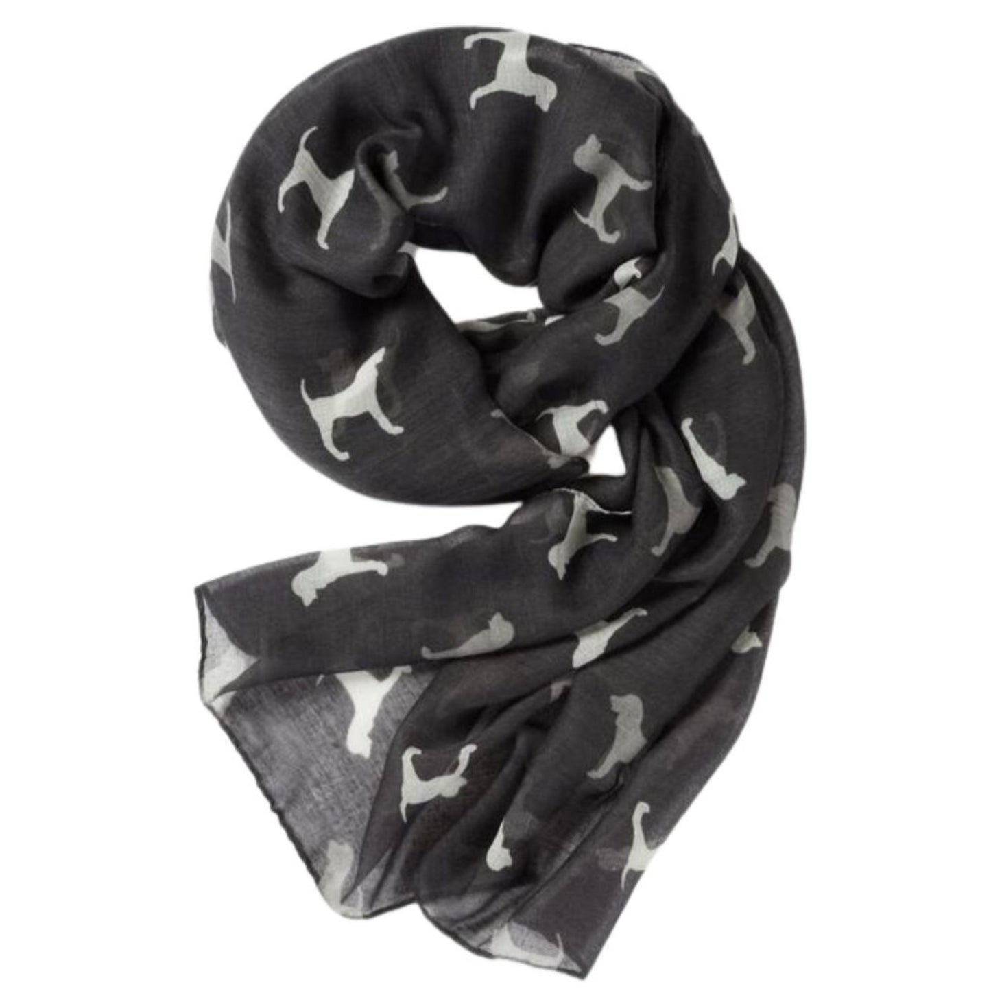 Lightweight Grey Scarf With Dog Design