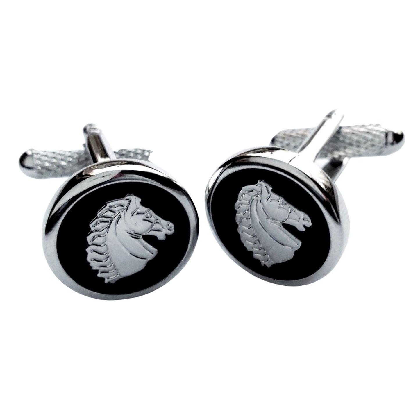 Cuff Links Equestrian Horsehead Enamel Design in Gift Box