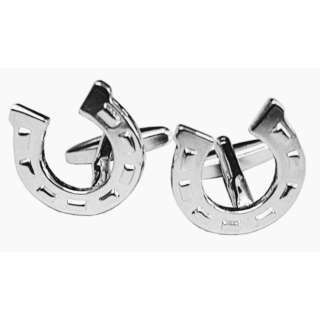 Horseshoe Cuff Links in Box Silver Coloured