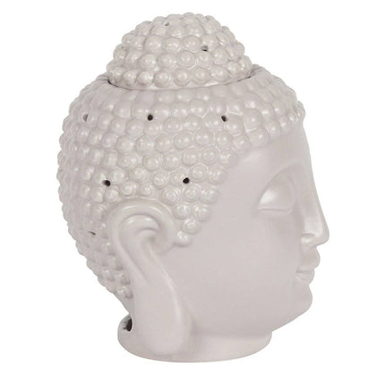 light side view of a grey large buddha head wax warmer