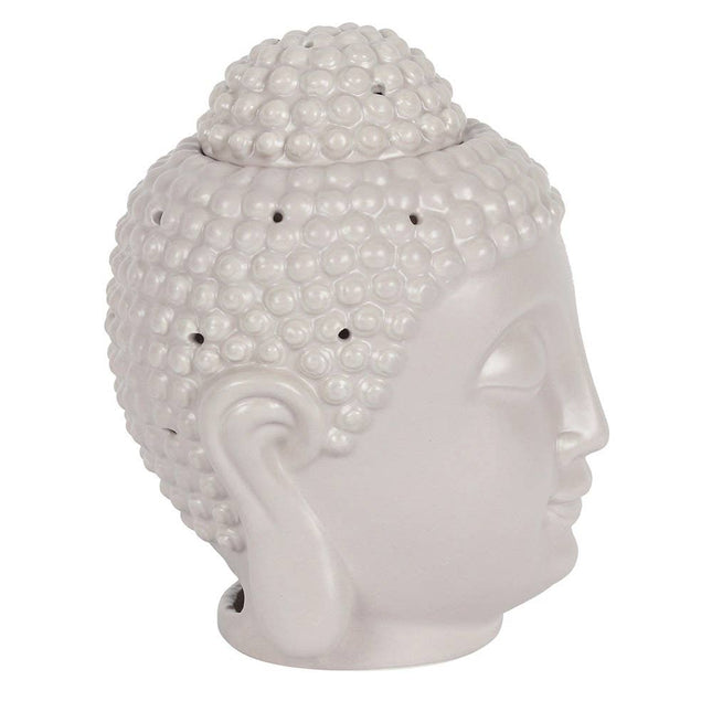 light side view of a grey large buddha head wax warmer