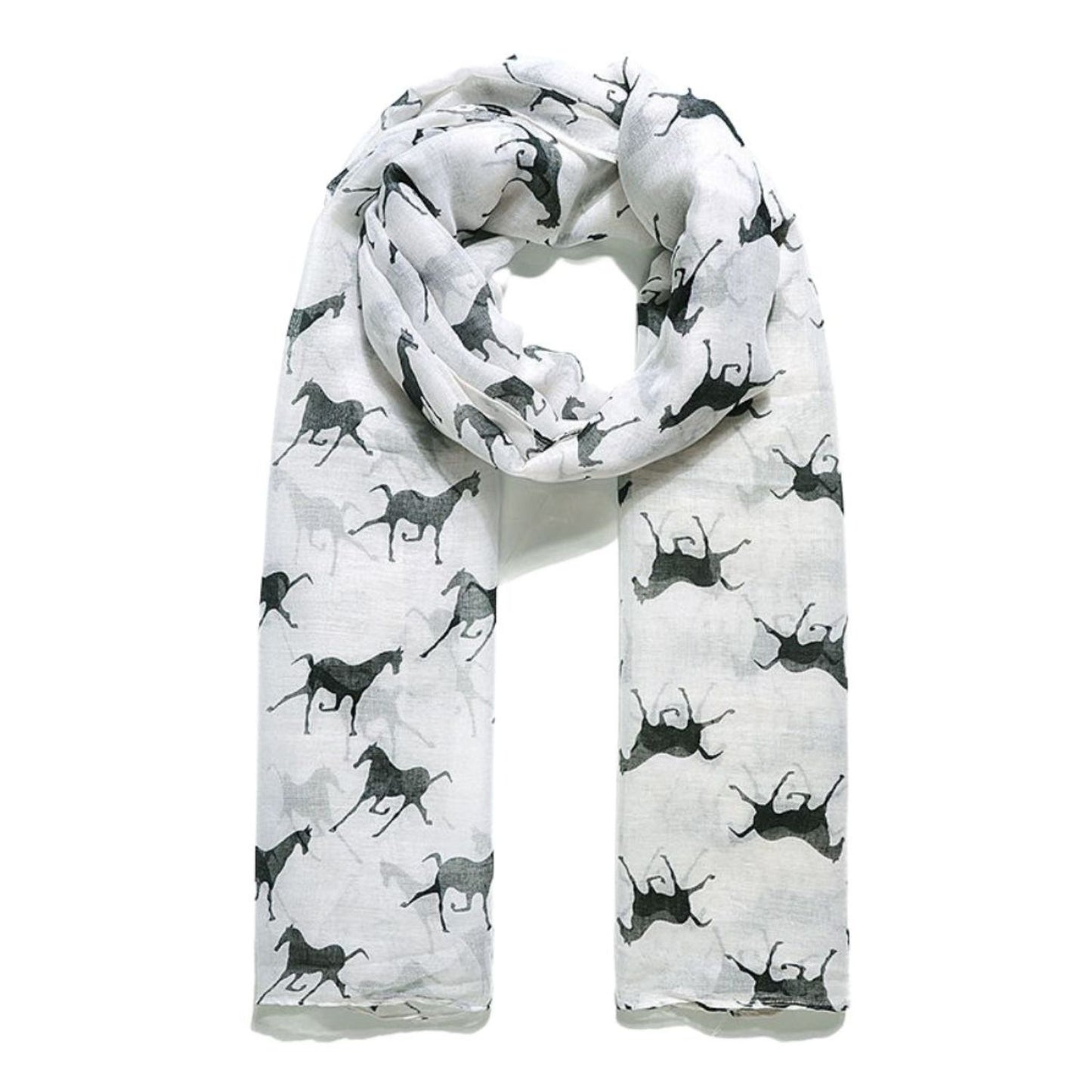 Lightweight Scarf With Horse Print Design