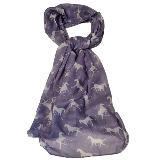 Lightweight Scarf Lilac With White Horse Design