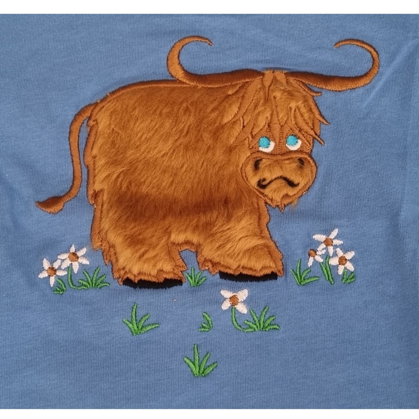 Children's T Shirt Embroidered Highland Cow "MacMoo"