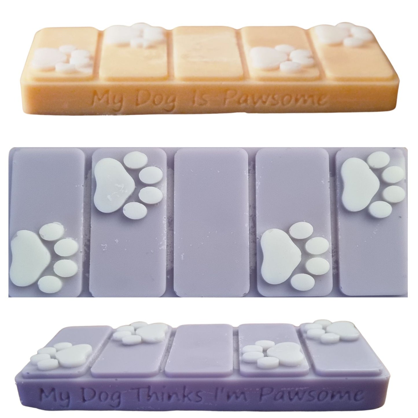 Highly Scented Wax Melts Two Tone Dog Pawsome Design