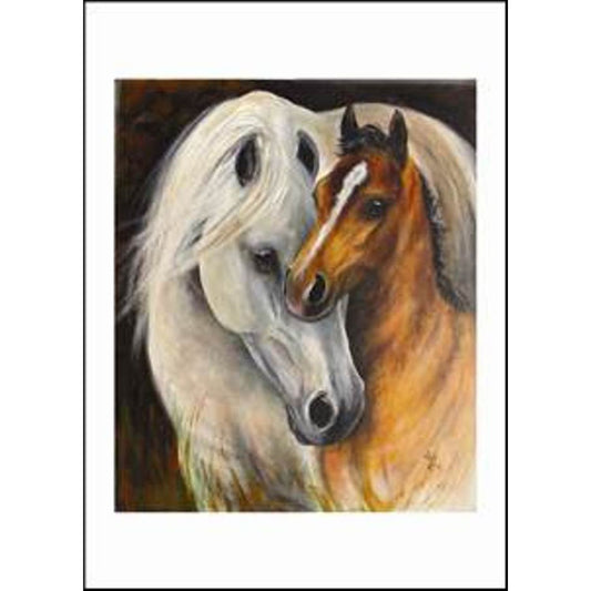 Horse Greetings Card Grey Mare and Foal by Diane Hennchen