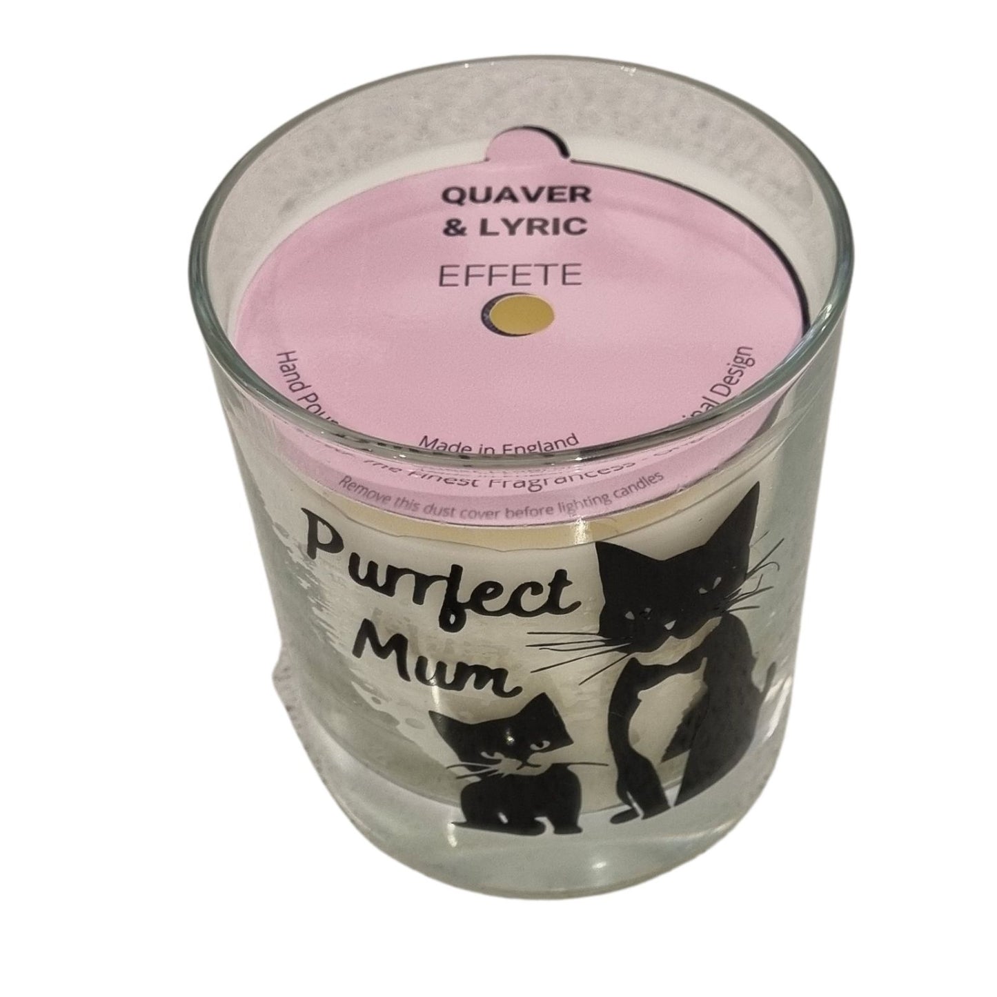 Quaver & Lyric Scented Candle In Glass Container Purrfect Mum Cat Design