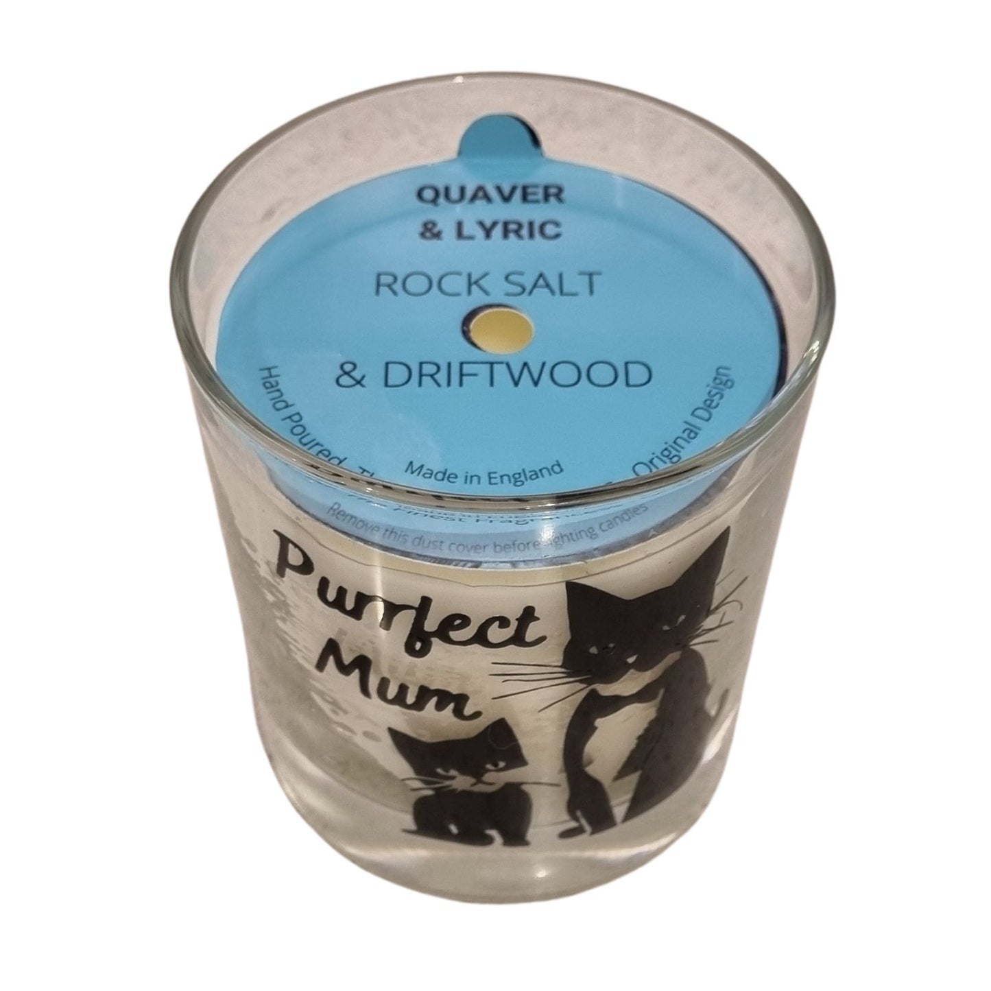 Quaver & Lyric Scented Candle In Glass Container Purrfect Mum Cat Design