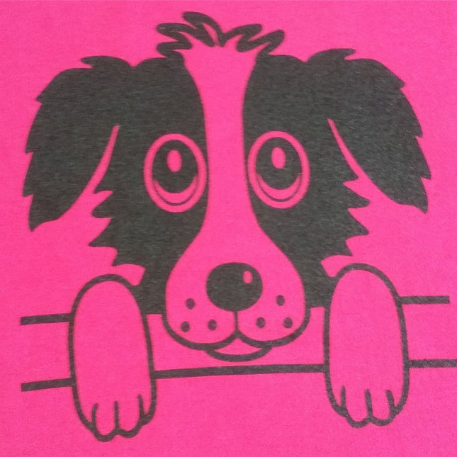The British Country Collectionâ€™s Printed Dog T Shirt features a playful Rex designâ€”a cartoon dog with big eyes and floppy ears peeking over a barâ€”perfect for childrenâ€™s cotton clothing.