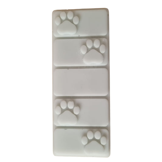 Pale blue coloured Wax Melt Bar with 4 paws design