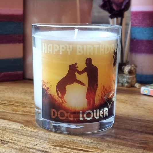 Scented Candle In Glass Container Happy Birthday Dog Lover Gift