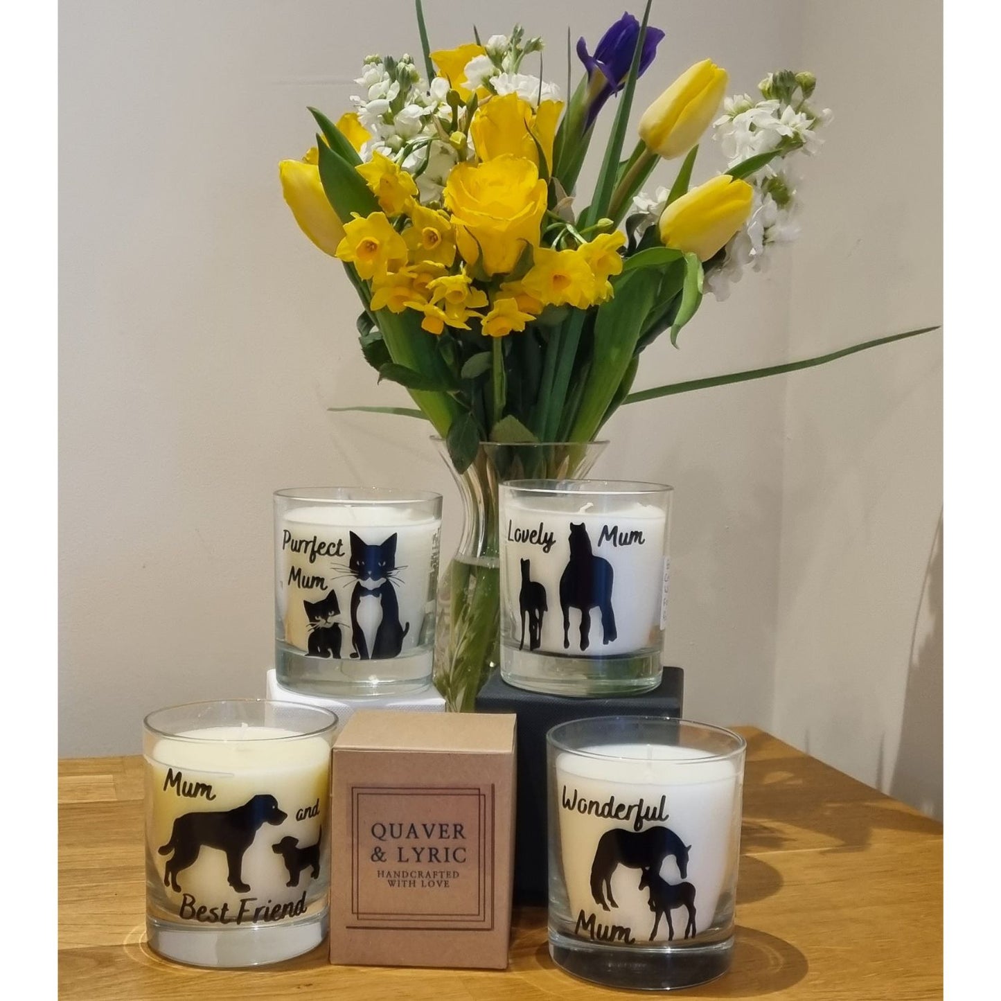 Quaver & Lyric Scented Candle In Glass Container Purrfect Mum Cat Design