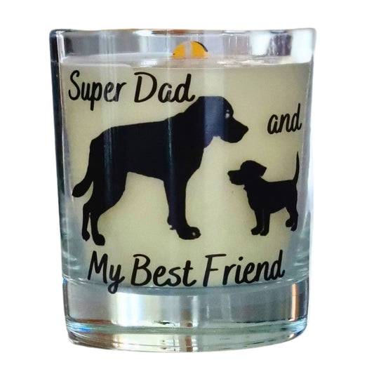 Scented Candle In Glass Container Super Dad Dog Design Quaver & Lyric