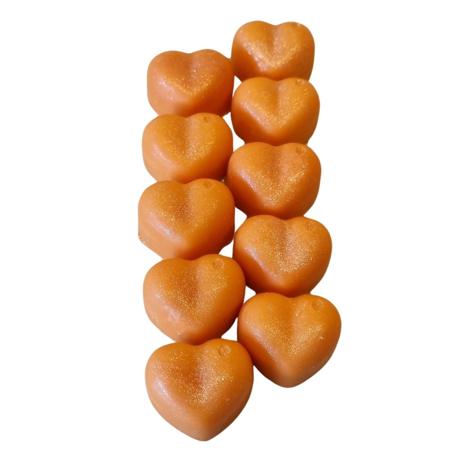 ten orange heart shaped soy wax melts