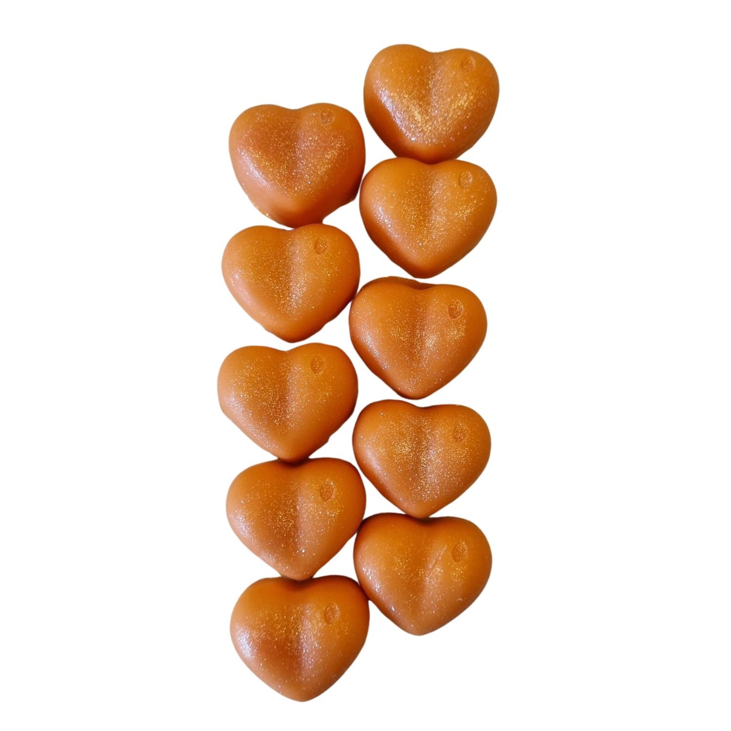 ten orange heart shaped soy wax melts