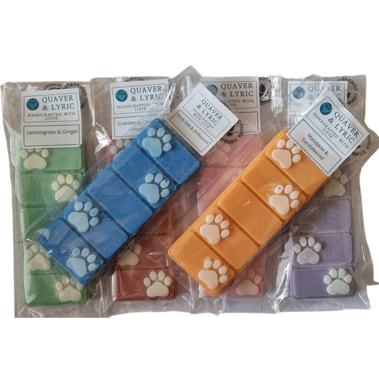 a group of wax melt bar with white paw prints