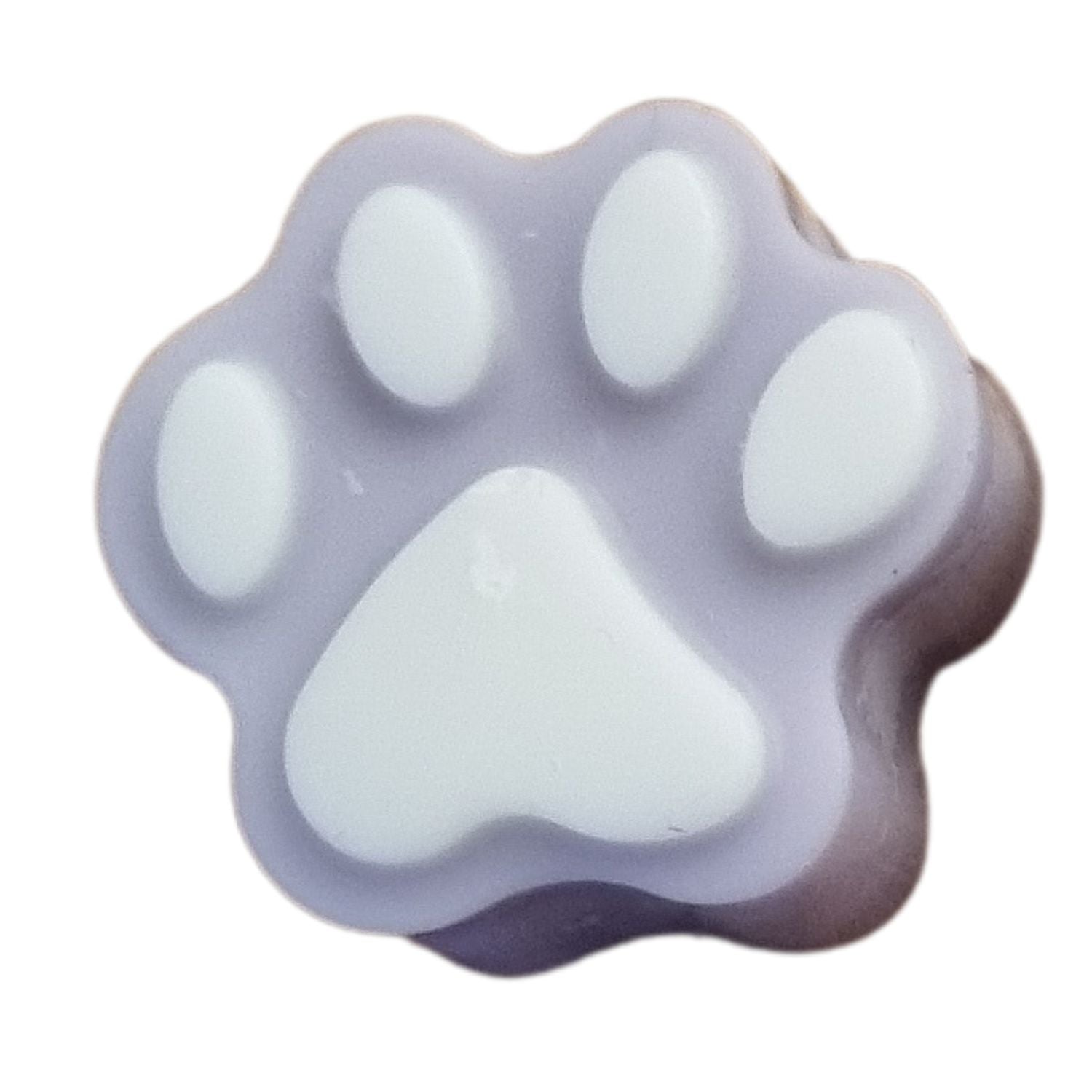 a light blue paw shaped wax melts with white paw pads