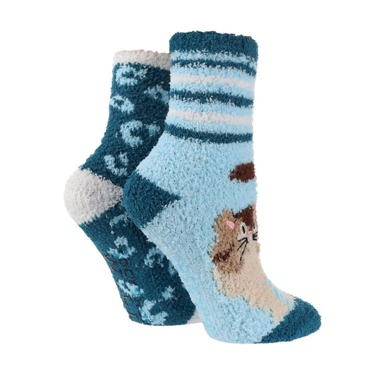 Sock Shop Wild Feet 2 Pairs Lounge Sock Cat Design