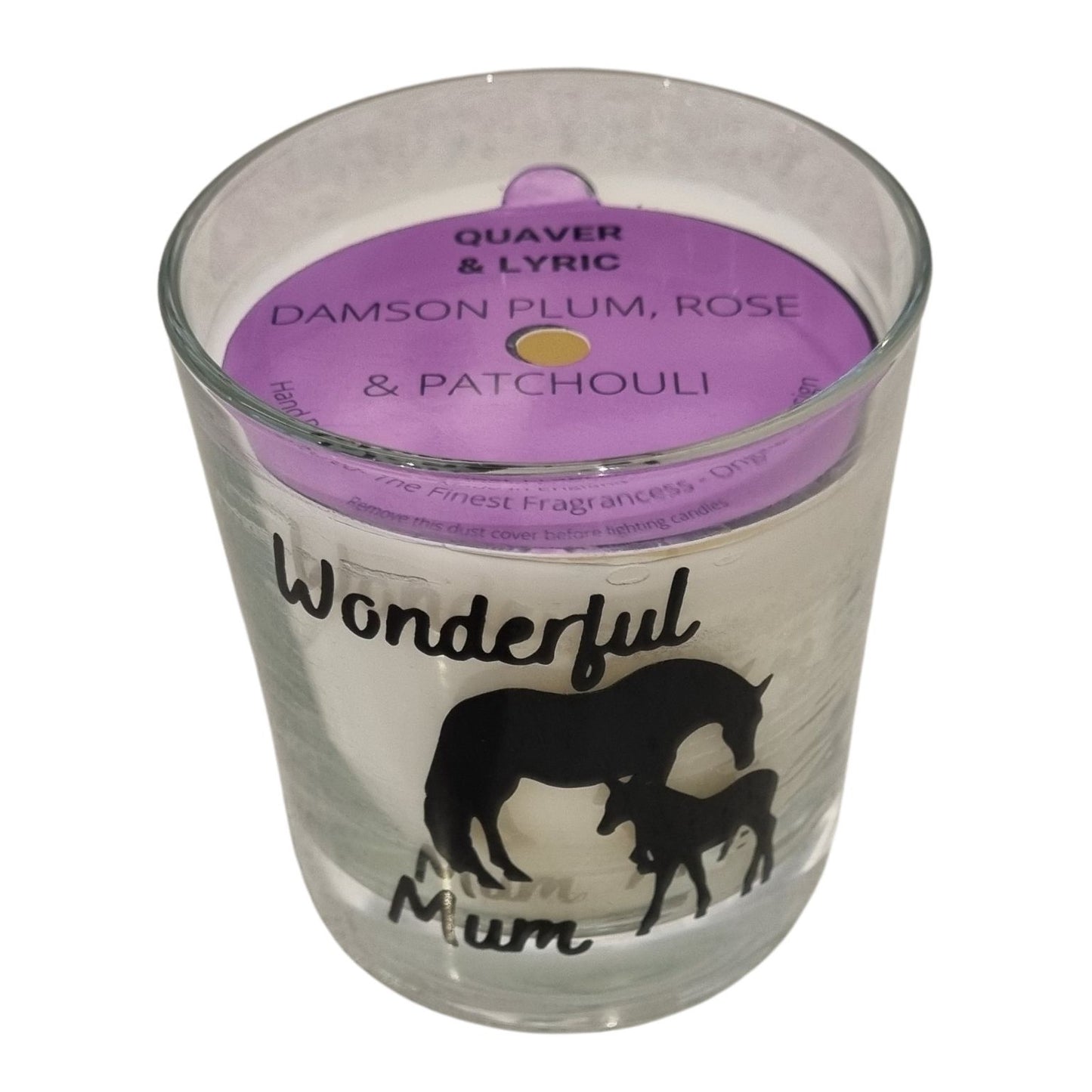 Quaver & Lyric Scented Candle In Glass Container Wonderful Mum Horse Design